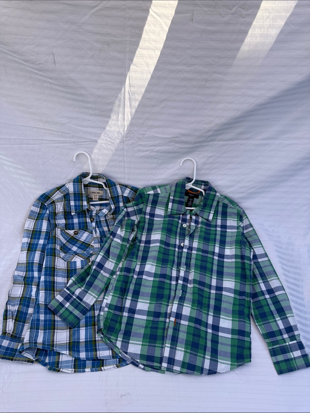 Lot of 2, Boys Plaid Button-Up Shirts - Classic Long Sleeve